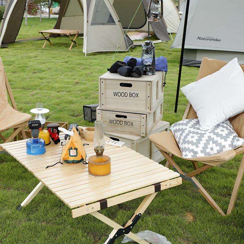 木制蛋卷桌户外露营便携式可折叠桌子简约家用餐桌地摊折叠桌