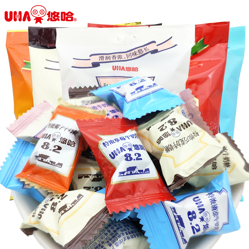 UHA悠哈特浓牛奶糖散装500g结婚喜糖混合口味糖果零食味觉糖批发