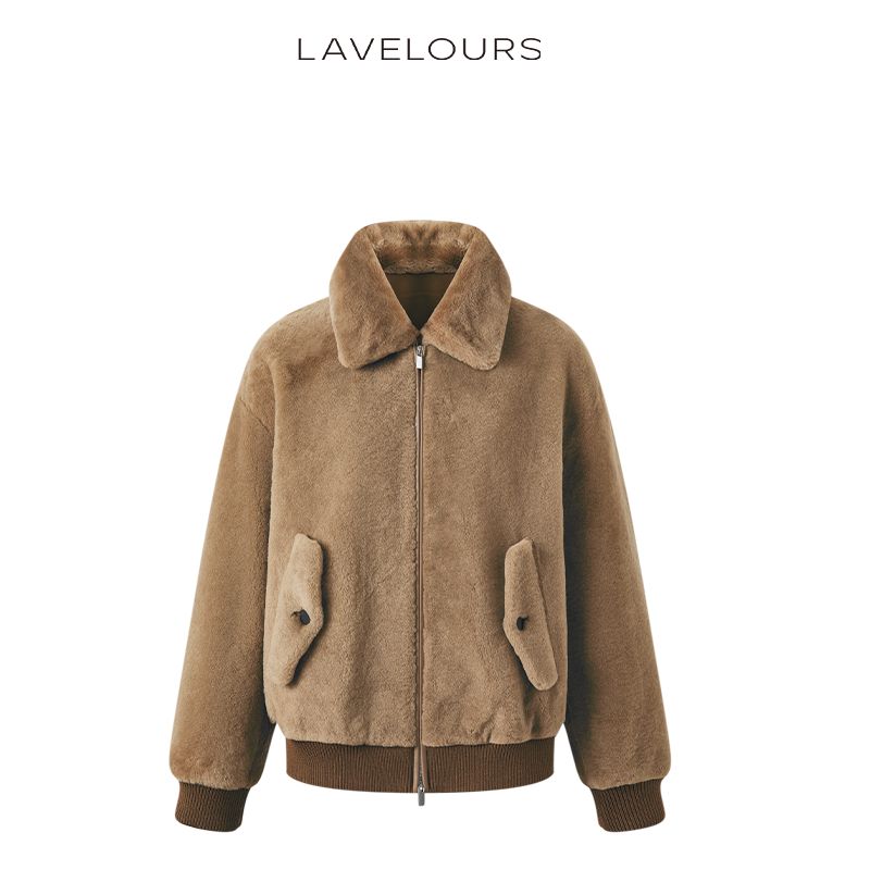 新款澳皮若水 绵羊毛皮毛一体翻领外套