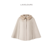 LAVELOURS 可脱卸帕斯水貂毛领双面呢羊毛斗篷外套宽松显瘦上衣