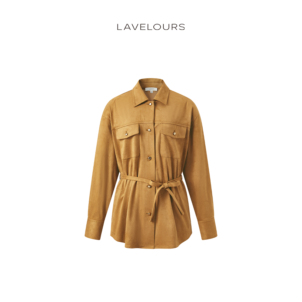 LAVELOURS 复古轻柔麂皮面料绒感衬衫式宽松显瘦微弹外套