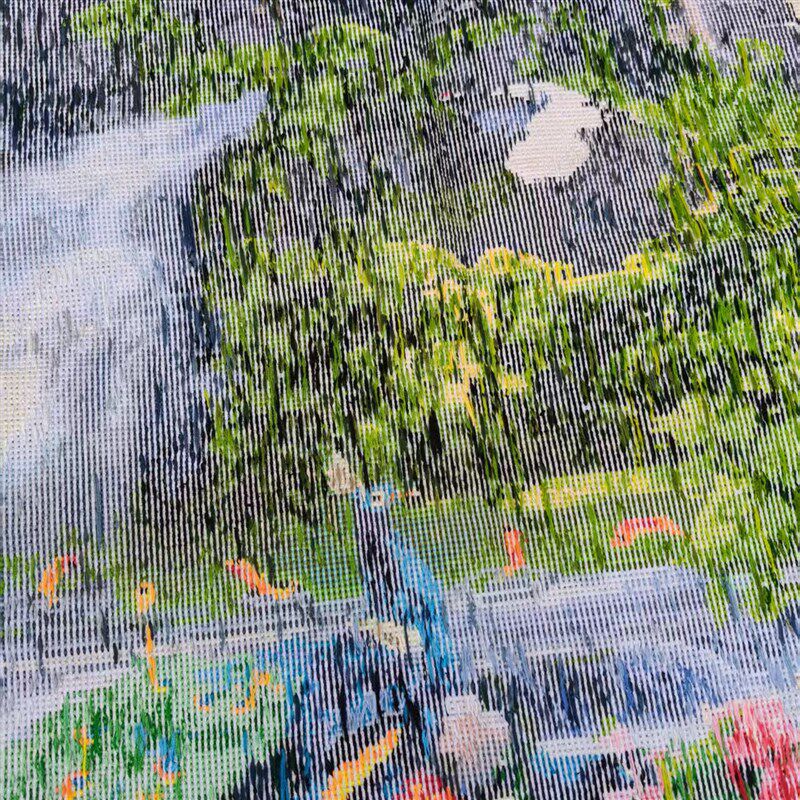 纯手工十字绣成品流水生财聚宝盆迎客松孔雀新款客厅风景招财挂画
