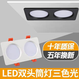 精选双头筒灯led长方形斗胆灯10*20格栅吊顶开孔8*16公分嵌入式天