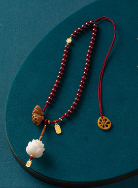 福一方朱砂官方挂饰品珠子菩提莲花汽车挂件高级感女士车载新款