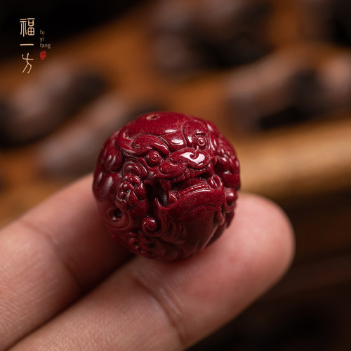 貔貅朱砂珠子单颗散珠手串配珠