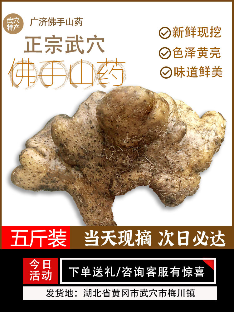 武穴土特产佛手山药新鲜现挖