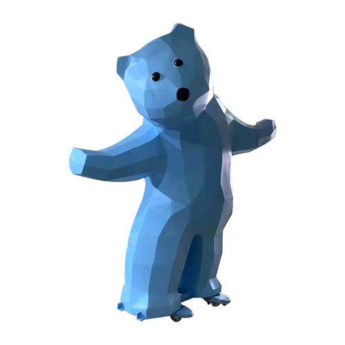 湖南省长沙市定制大型几何块面玻璃钢雕塑户外美陈网红熊摆件装饰