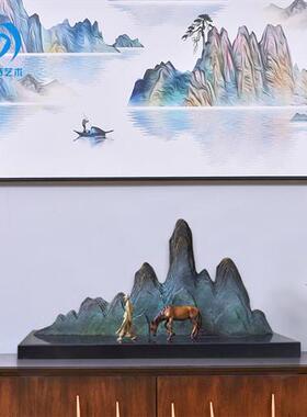 厂家现货寻道铸铜雕塑迎客松玄关酒店大堂样品间装饰品铜摆件