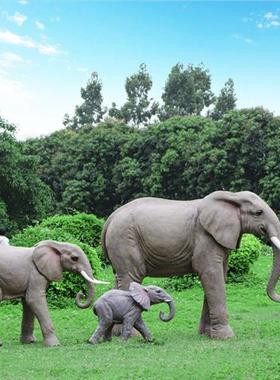 户外仿真大象动物雕塑河马骆驼模型游乐园景区草坪装饰庭院大摆件
