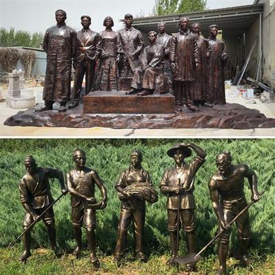 玻璃钢仿铜人物雕塑农耕文化名人胸像铸铜定制民俗小品铜人摆件