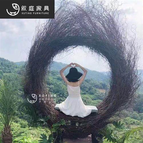 网红巴厘岛鸟巢景区婚纱拍照创意秋千两用鸟巢吊椅民宿藤编织吊篮