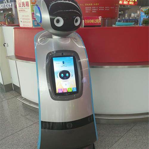 厂家直供玻璃钢机器人外壳饭店传菜端菜送餐机器人商场迎宾机器人