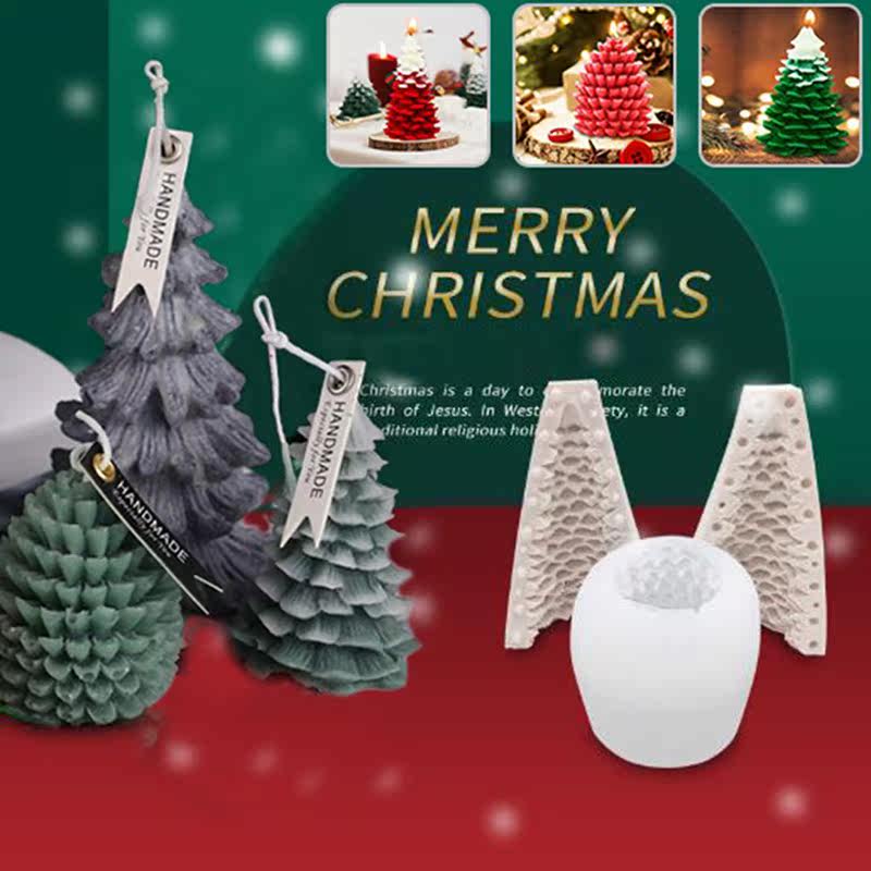 christmas candle mold christmas tree pine cone snow snowflak