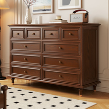 全实木斗柜客厅斗橱复古抽屉柜靠墙储物柜收纳柜子美式五斗置物柜