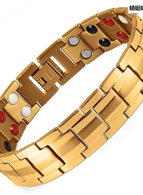 亚马逊热款负离子磁疗磁石手环15MM可拆卸双排磁石负离子男士手链