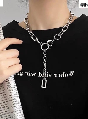 高级感小众金属拼接项链嘻哈风潮酷短款颈链卫衣链子气质锁骨链