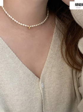 新款不规则异形淡水珍珠项链女夏韩国小众简约颈链复古锁骨链配饰