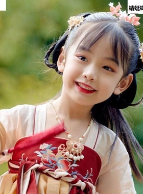 韩版年新款项链女童古装配饰手工日常宋风明制璎珞如意锁珍珠韩版