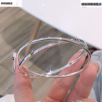 双环四叶草手镯女潮流镯子白铜镀银三生三世手环小众设计高级感款