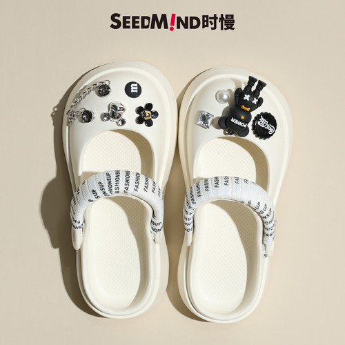 玛丽珍洞洞鞋女款链条鞋带厚底