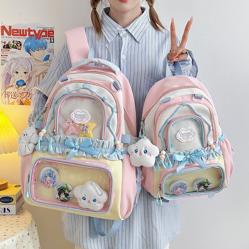 书包女生小学生2025新款小众不撞款背包初中生透明痛包双肩包可爱