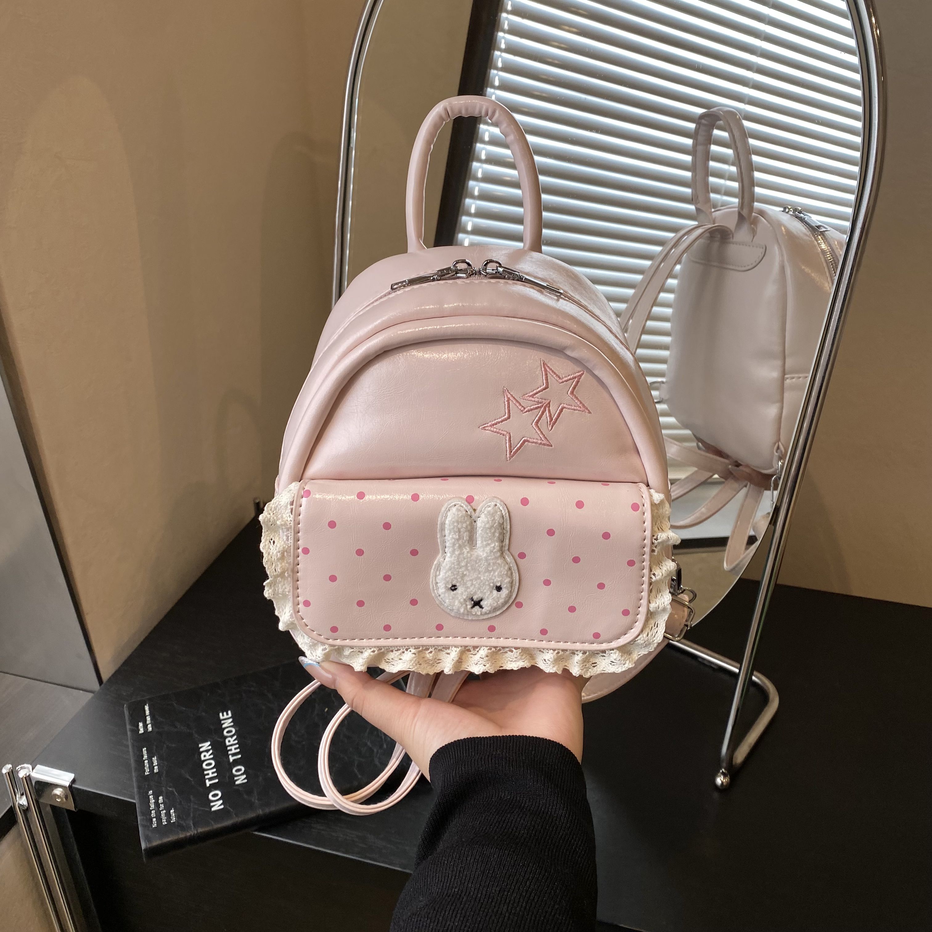 Hero兔子波点迷你双肩包女款图片