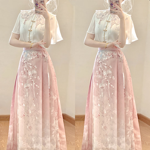设计师的礼物原创樱花集国风汉服改良马面裙汉元素女新中式夏套装