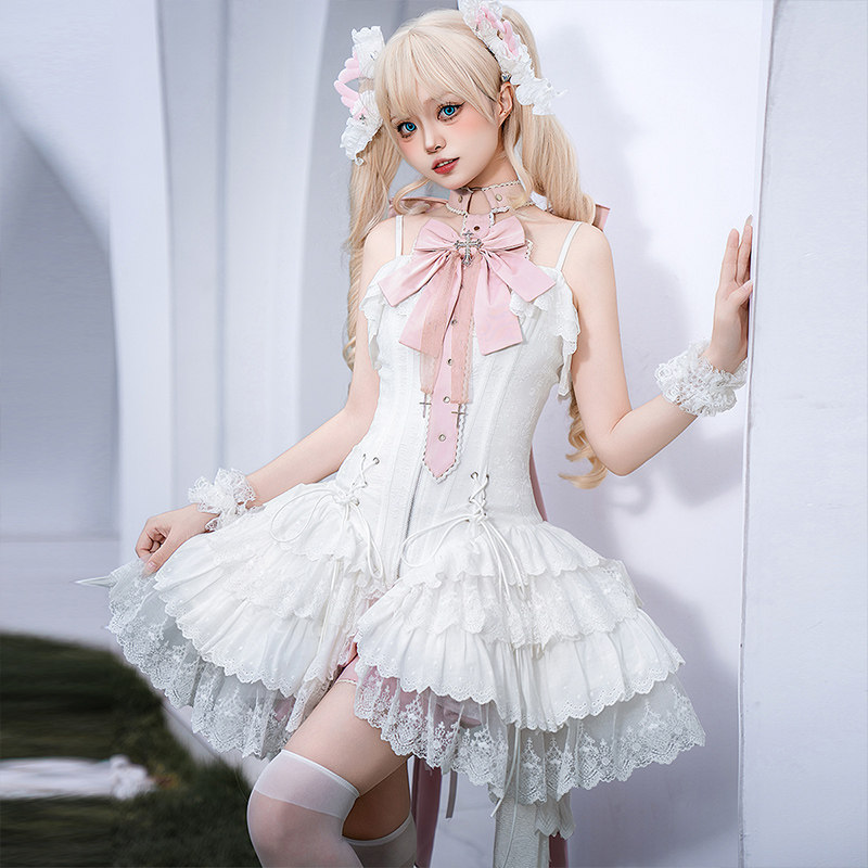 甜系芭蕾风公主狗短Lolita连衣裙
