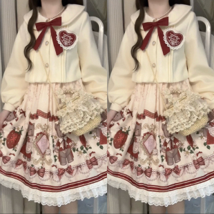 设计师 外套连衣裙圣诞新年Lolita两件套女 礼物原创冬日礼物套装