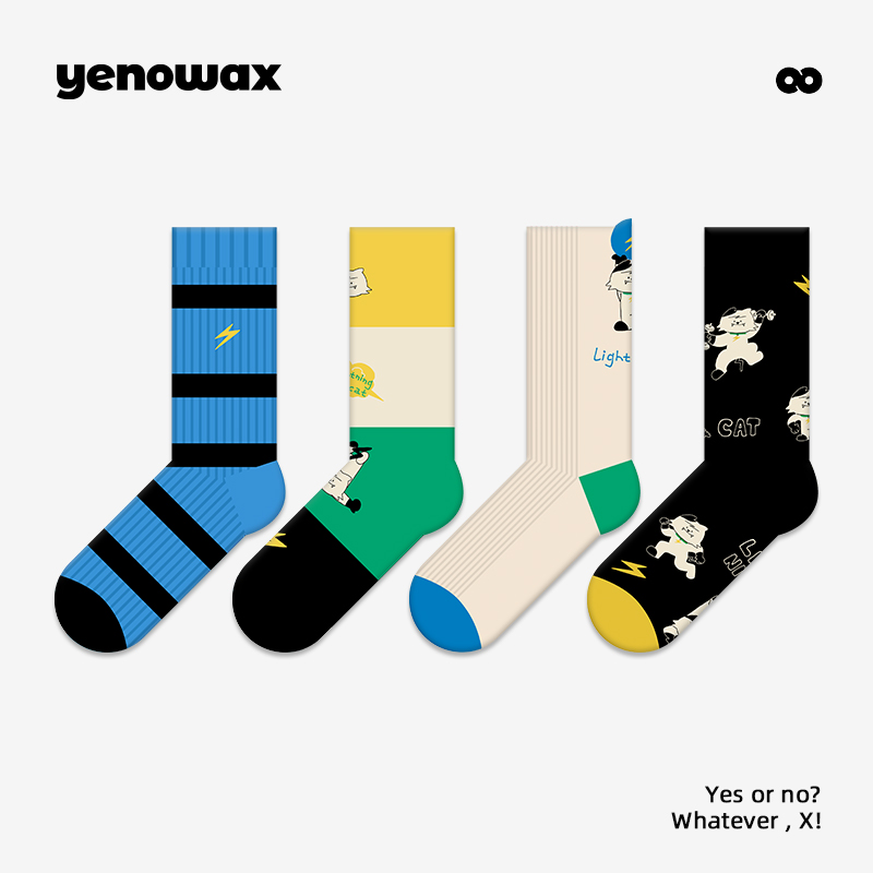 YNWX猫猫健身系列可爱卡通棉袜子