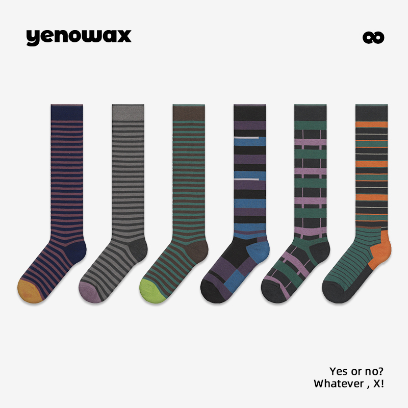 袜子女条纹秋季简约风复古小腿袜