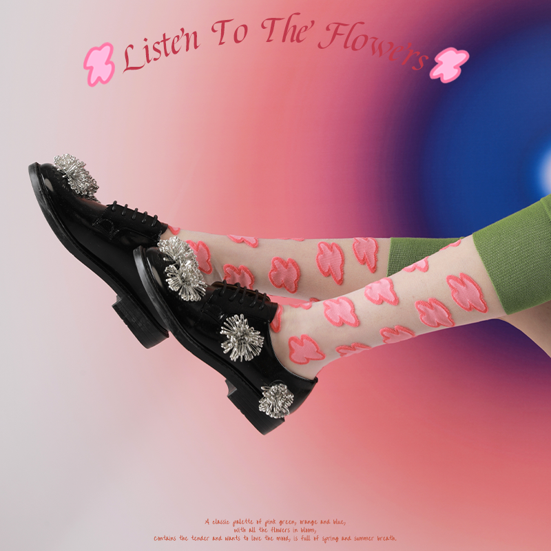 YNWX异能无限小小的花花世界袜子女夏薄款玻璃丝袜子小腿袜夏透气