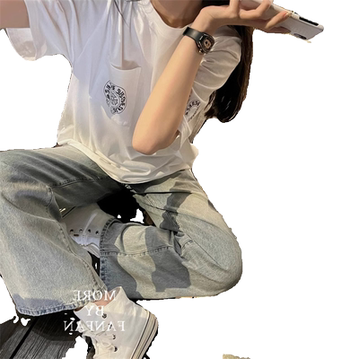 梵文十字架撞色短袖T恤女