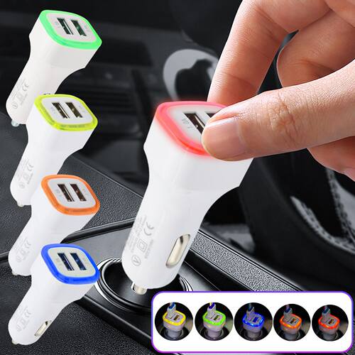 Car Charger Adapter Dual USB Mobile Phone Charger 2.1A Porta