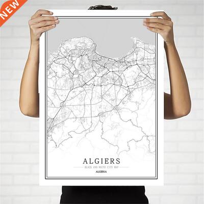 Algeria Creative city map Algiers Abstract Canvas Paintings