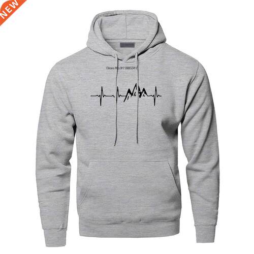 Mountain Heartbeat Hoodies Sweatshirt Men Sound Ray Diagram