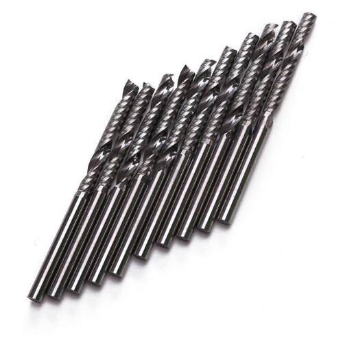 10pcs 1/8 Inch 3.175x25mm Shank 1 Flute Carbide Spiral End M