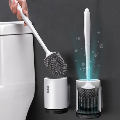 Ecoco Silicone Toilet Brush Soft Bristle Wall-Mounted Bathro