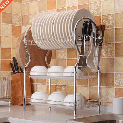 Chrome-plated Alloy Kitchen Dish Rack Plate Cutlery Cup Dish