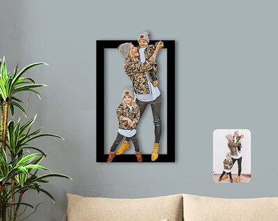 Personalized Family Caricature OF 3D Wood Tablo-1 Reliable Q