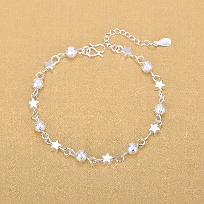 925 Sterling Silver Chain Hollow Ball Star Bracelets Silver