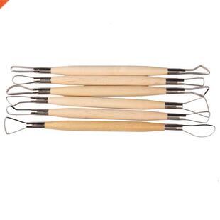 6PCS Wood Handle Wax Pottery Clay Sculpture Carvng Tool