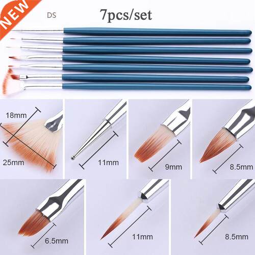 Nail Art Brush Wooden Handle Design Acrylic Builder Flat Cry