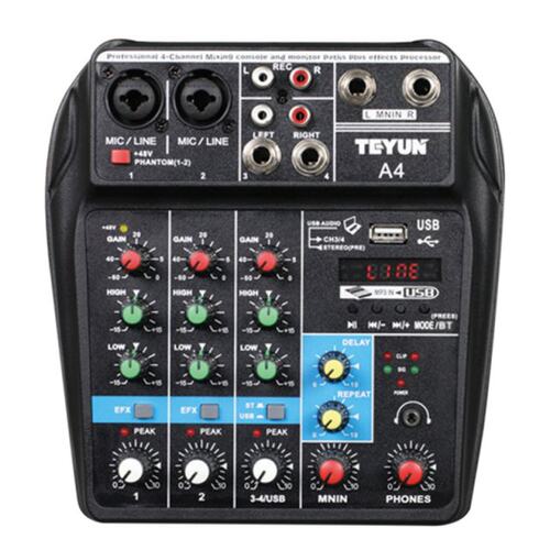 4-Channel Sound Card Mixer Conference Audio USB Bluetooth Re