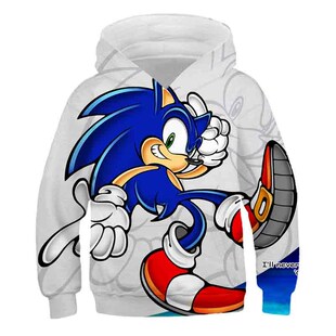 4-14 Years Super Cartoon Sonic Hoodies Kids Print Sweatshirt