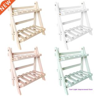 2 Ter Wood Storage Shelf Desktop Wooden Rack Plant Pot Flow