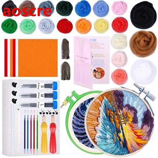 Needle Felting Kit with 80g Wool Roving Fiber Felting Needl