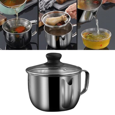 Stainless Steel Cooking Grease Separator Pot Oil Soup Strain