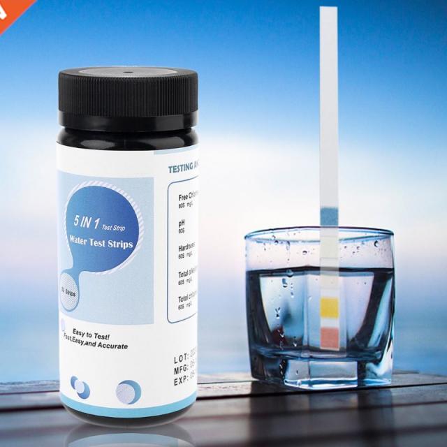 50 Strips/Box Water Test Strips 5in1 pH Chlorine Hardness Al