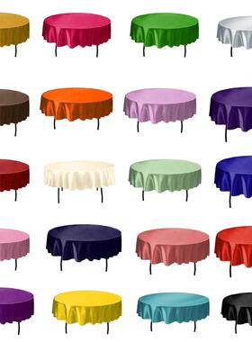 1pcs 145cm Round Satin Tablecloth Table Cover Solid Color Ta